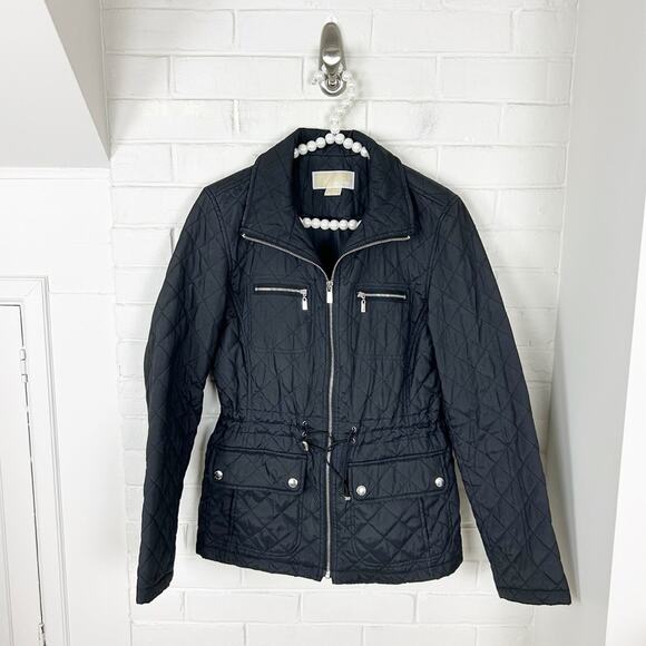 Michael Michael Kors Black Quilted Zip Front Puffer Jacket Size S - Picture 1 of 9